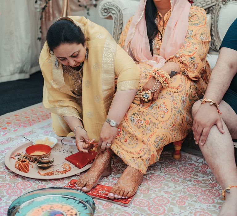 Bride during Haldi ceremony for traditional Sikh wedding