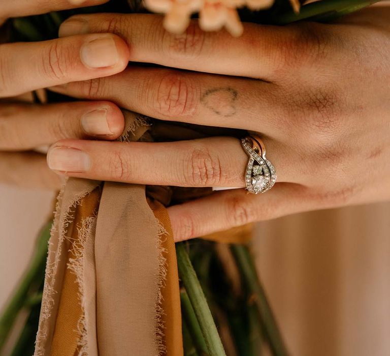 Diamond engagement ring and wedding band 