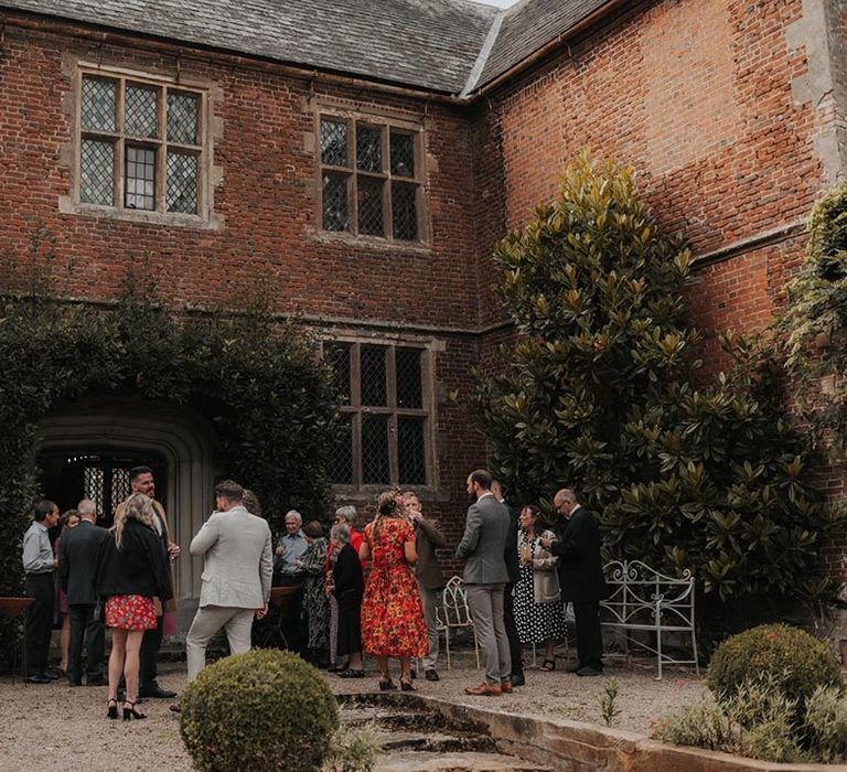 Outdoor drinks at country house wedding venue