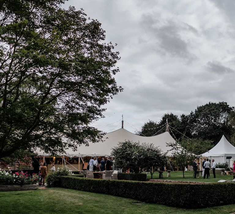 stretch tent tipi wedding at the bride's parents garden 