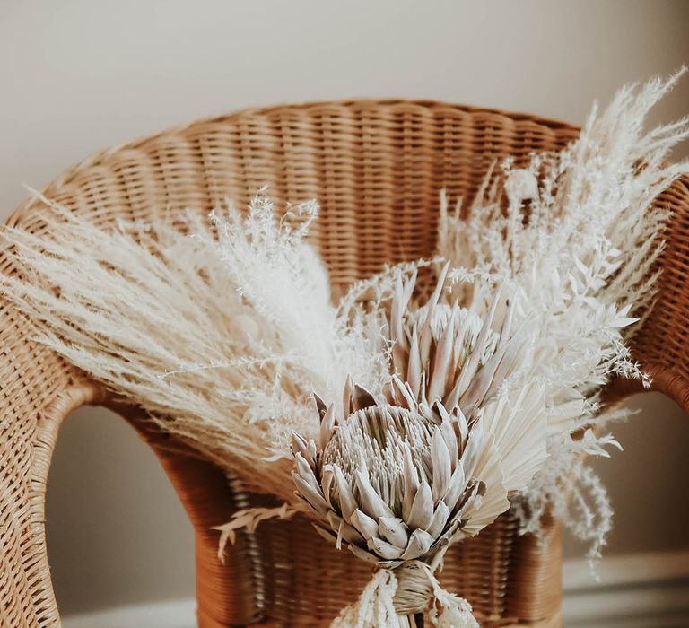 Dried flower and pampas grass wedding bouquet