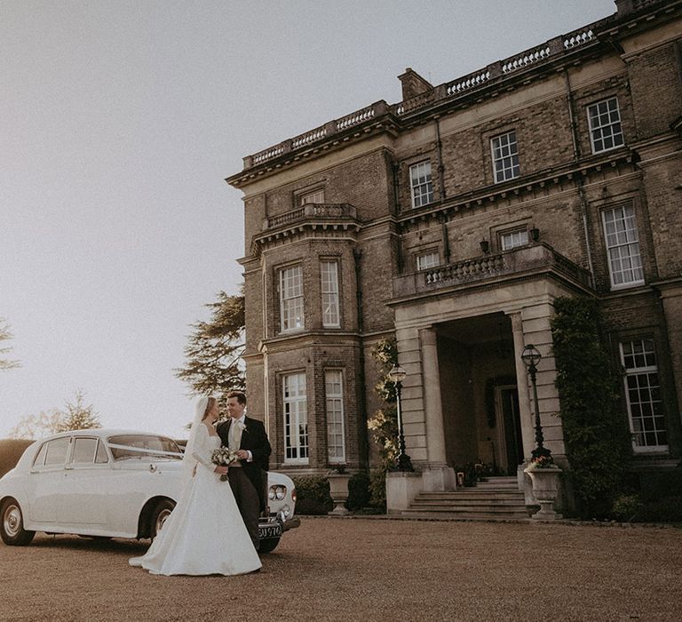 Bride in long white wedding dress at Hedsor House Wedding