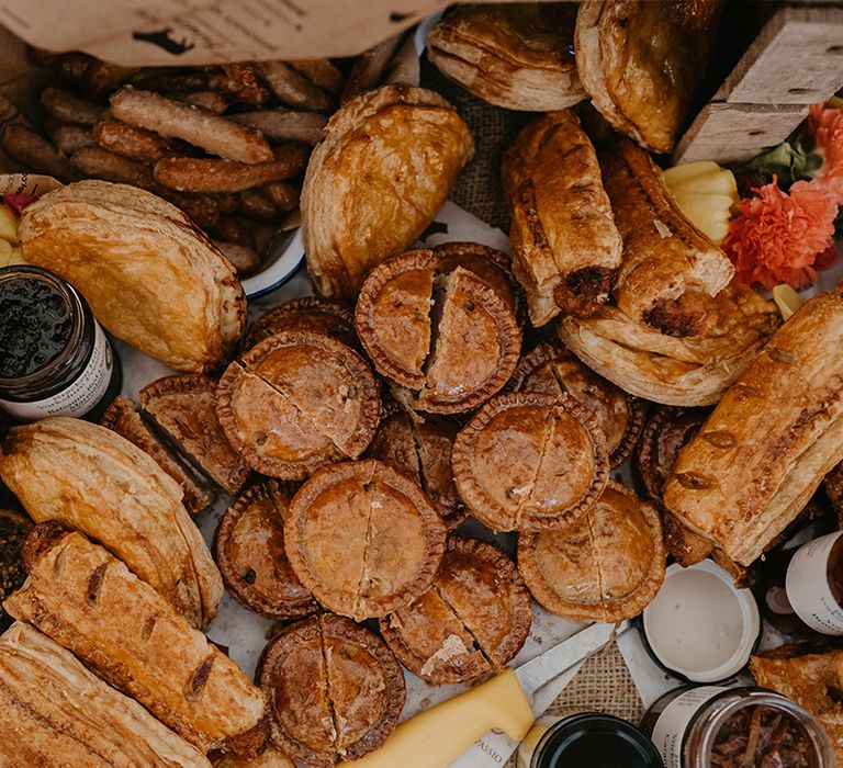 Pastry and pie spread for the wedding guests 