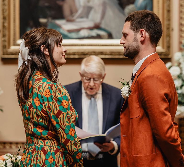 Bride & groom during civil ceremony at Bristol Register Office 