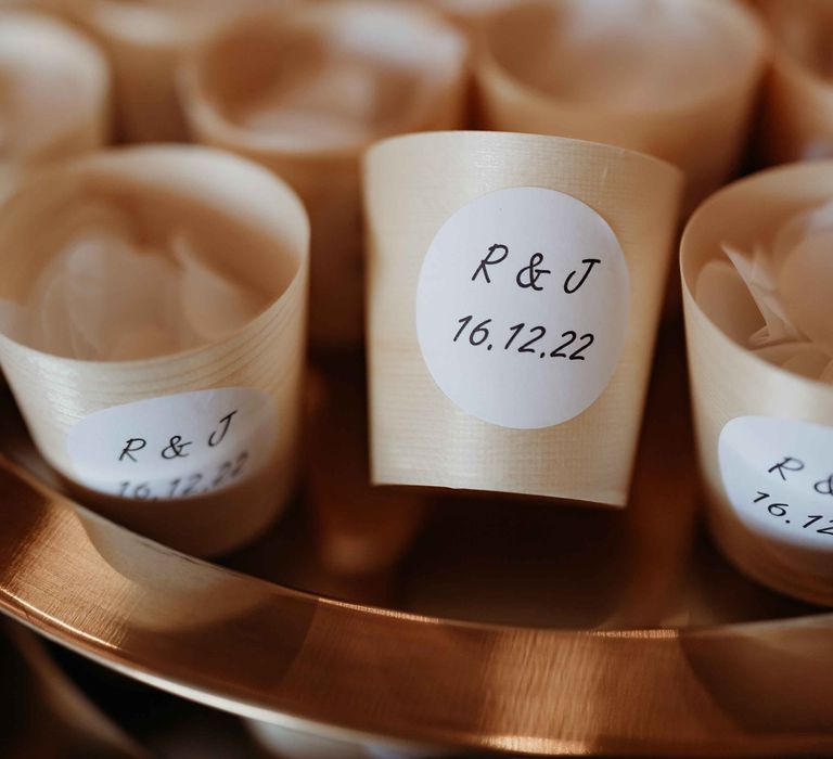 White petal confetti holders