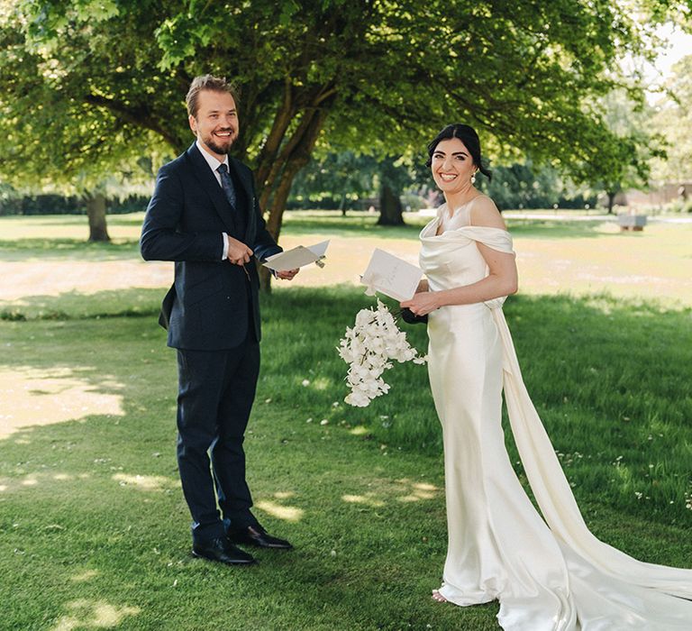 Groom reacts to seeing the bride for the first time