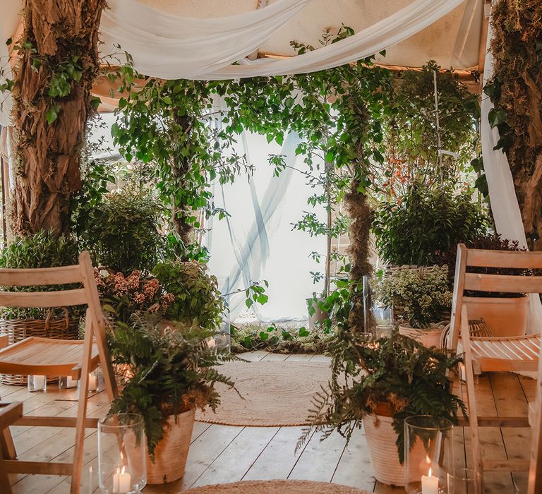 The Garden Tipi sustainable wedding with zero waste by using ethically sourced decor and materials 