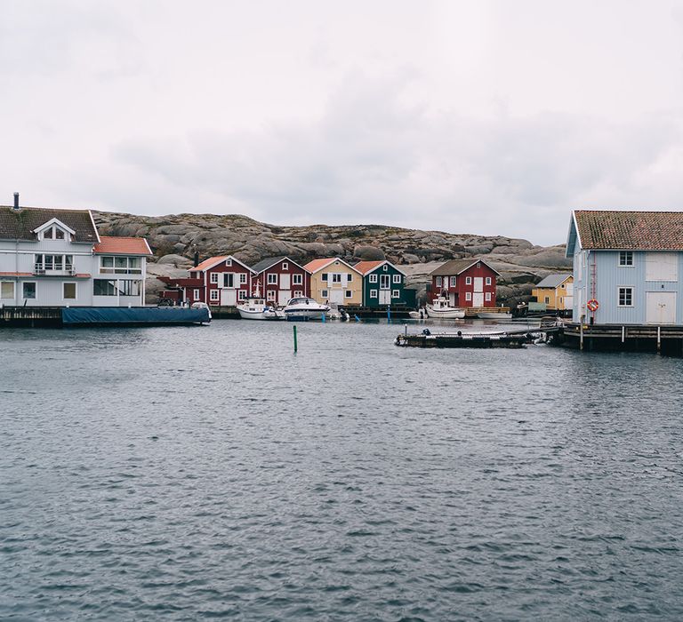 Fishing boats and lakes were the backdrop for this destination wedding in Sweden