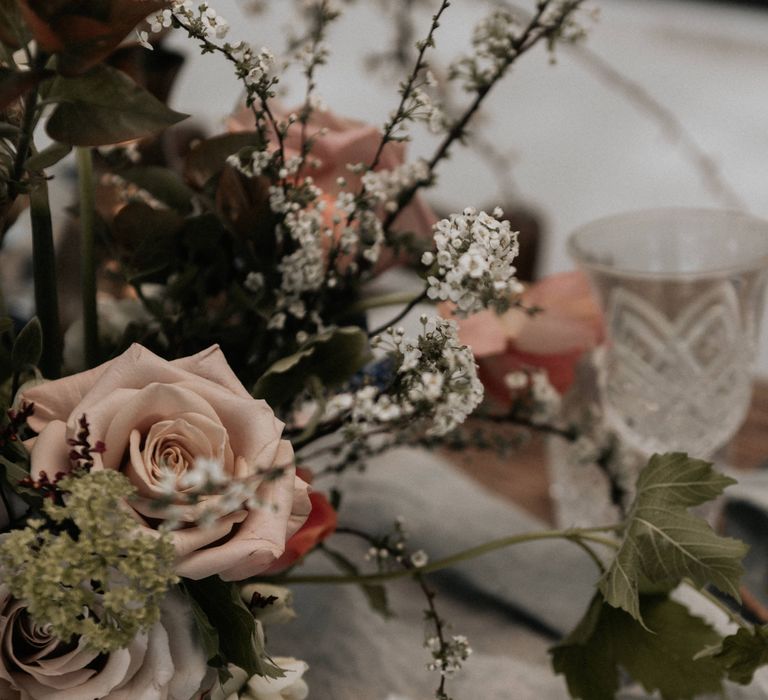 Floral bouquets with pastel roses