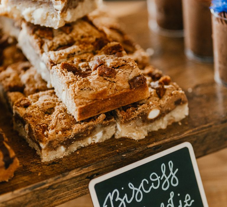 Dessert table complete with biscoff blondies