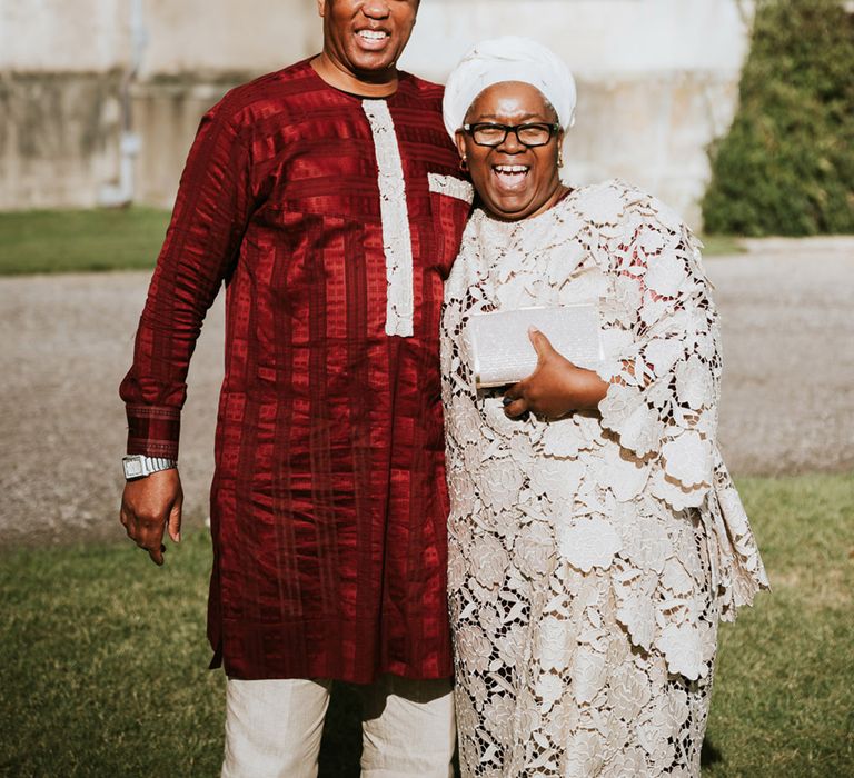 Mother and father of the bride in traditional Zimbabwean outfits