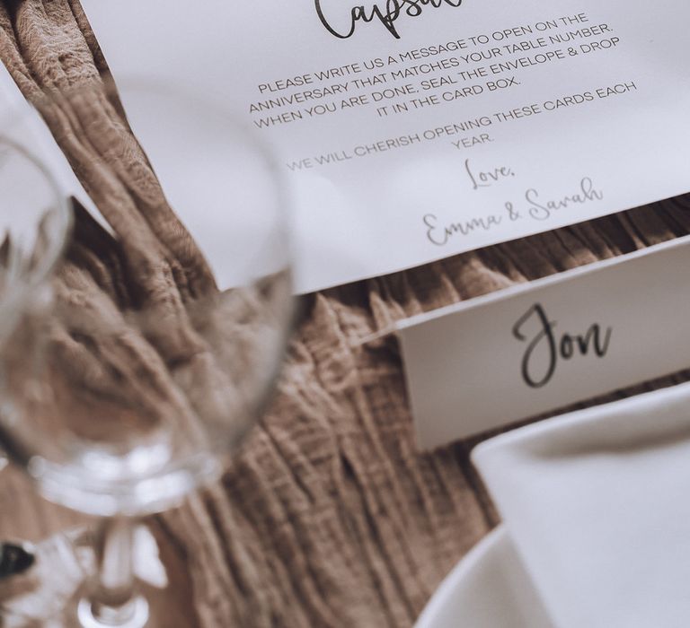 Wedding time capsule idea for guests to write special messages to the brides 