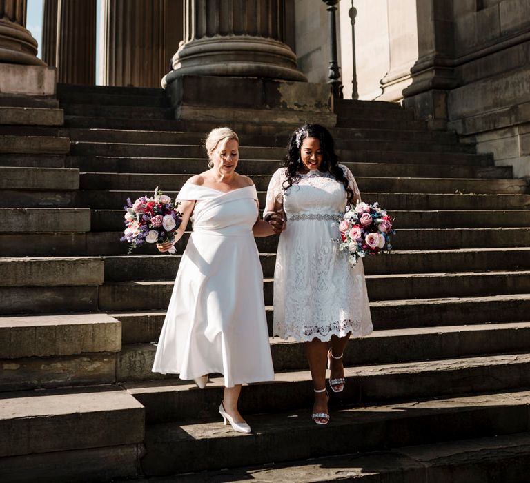 Newly wed brides at St Georges Hall Liverpool wedding