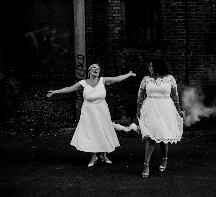 Black and white photography with smoke cannon 