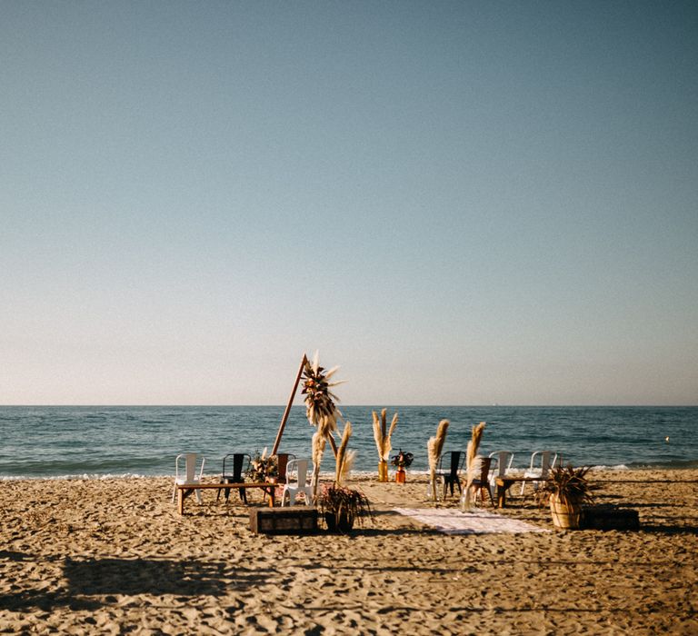 Ceremony set up for beach wedding in Crete