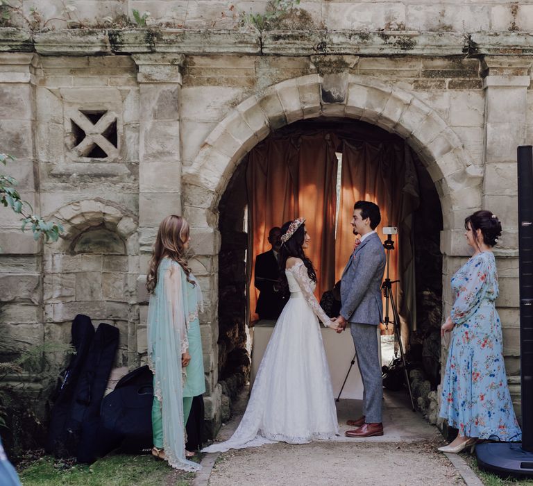 Bride and Groom at outdoor wedding ceremony