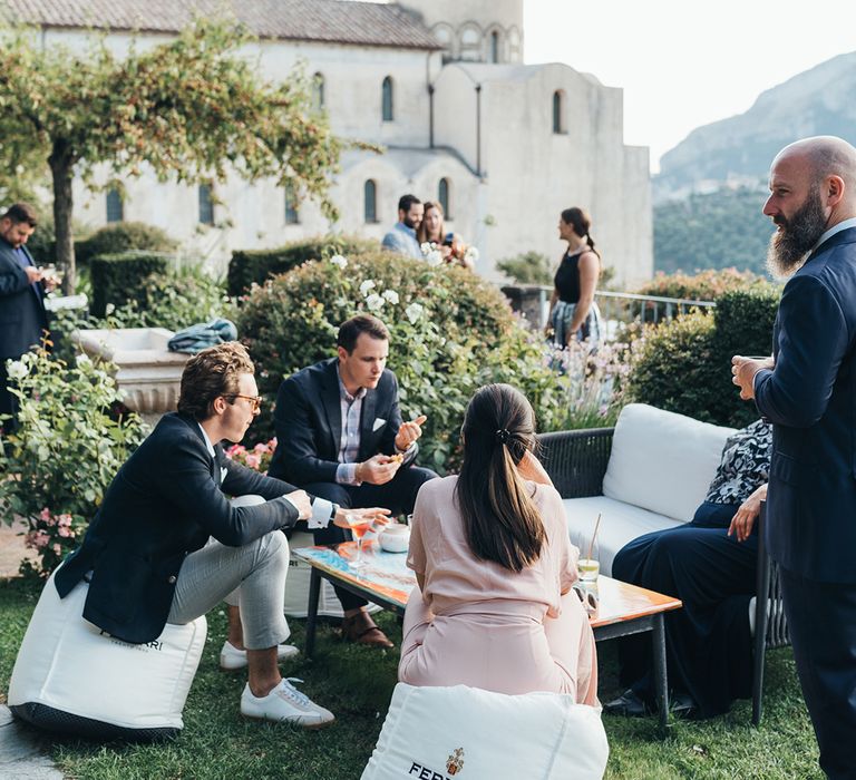 Wedding guests relaxing at Ravello wedding 