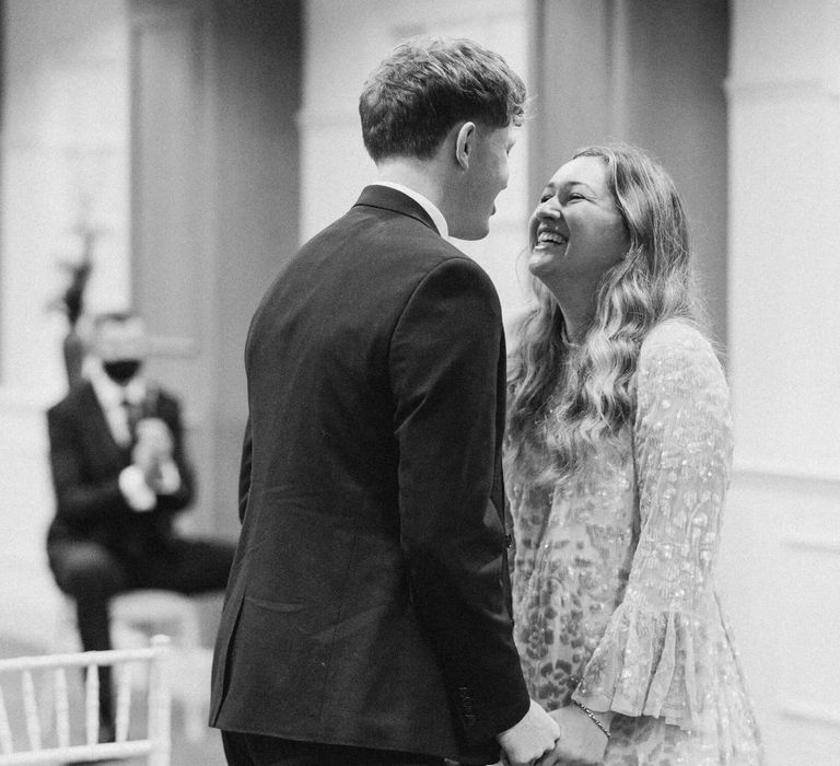 Bride and groom getting married at Manchester wedding registry office