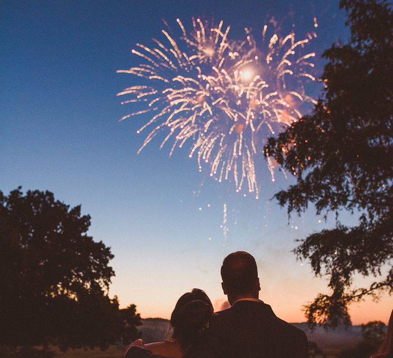 Colourful firework display to finish the classic wedding at the Four Seasons 