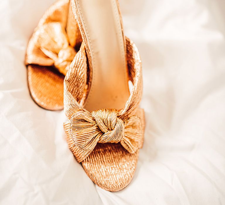 metallic gold mule wedding shoes 