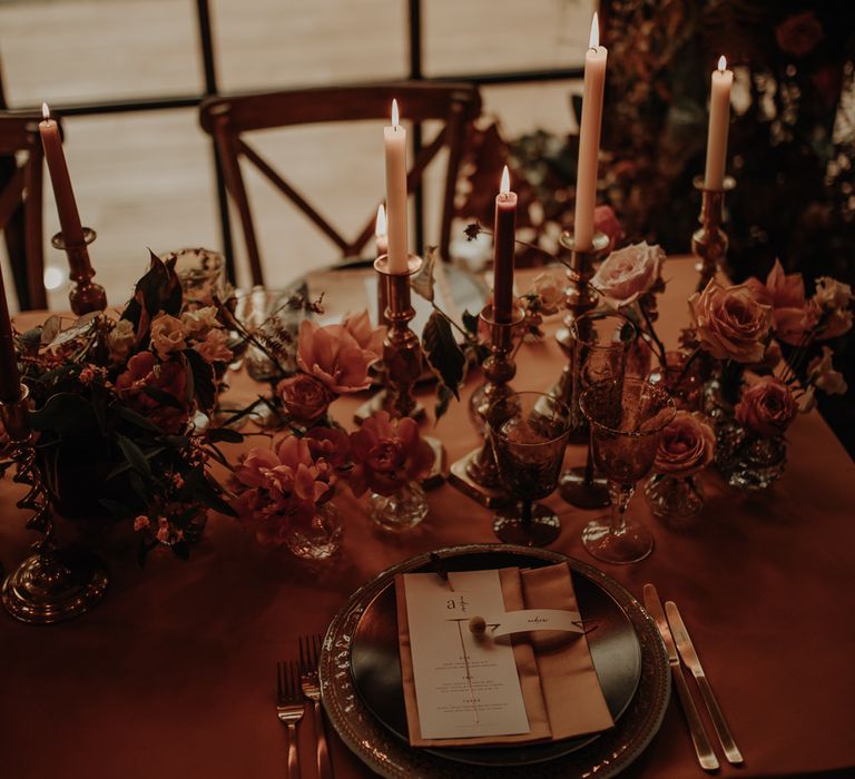 Place setting with charger plate and menu card