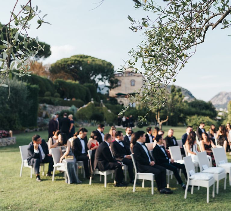 Outdoor wedding ceremony at Villa Cimbrone, Ravello, Italy