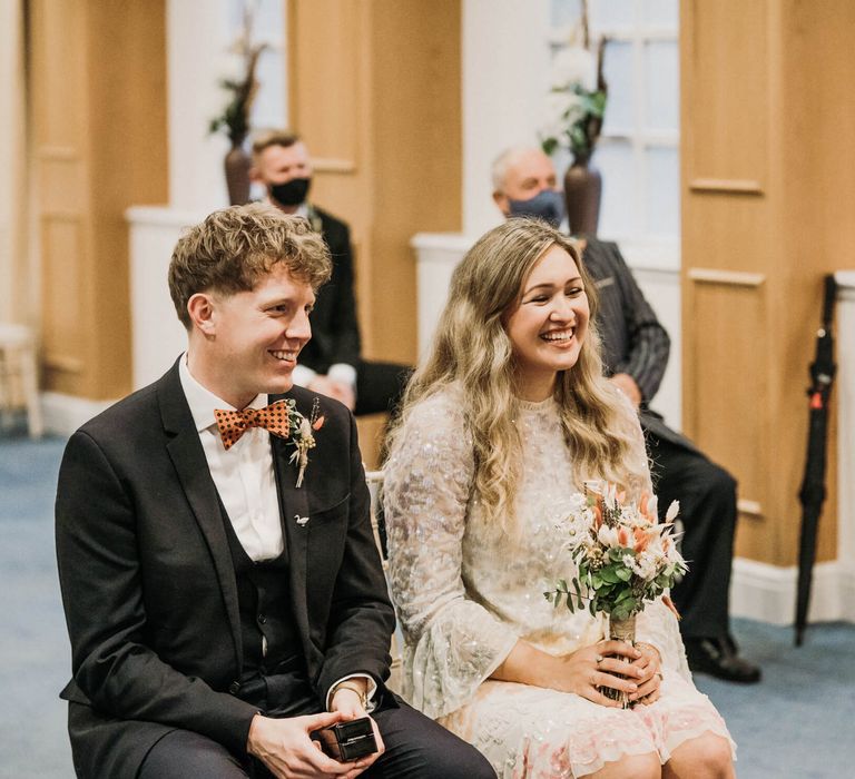 Bride and groom at Manchester Registry office 