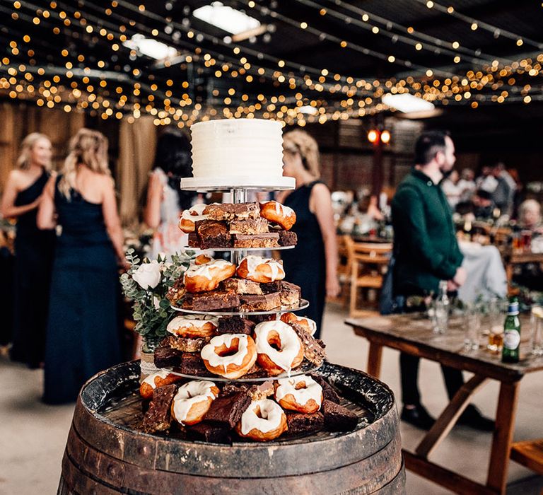 Amazing doughnut and brownie wedding cake