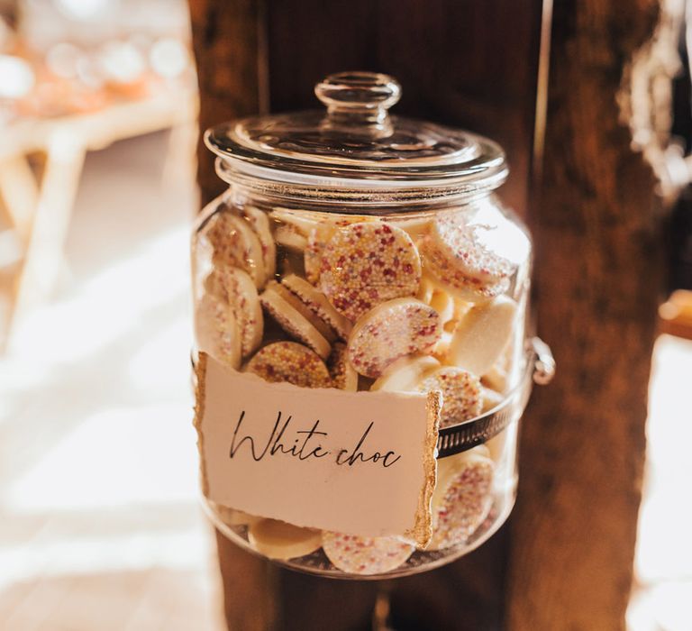 Sweetie jars for wedding guests 