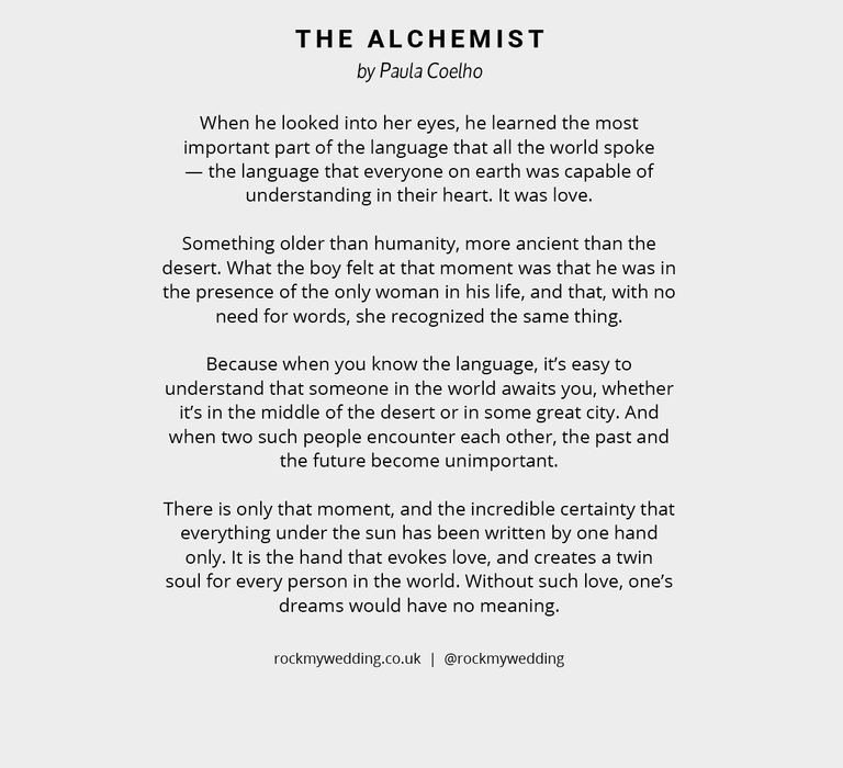 The Alchemist by Paula Coelho | Wedding readings from books