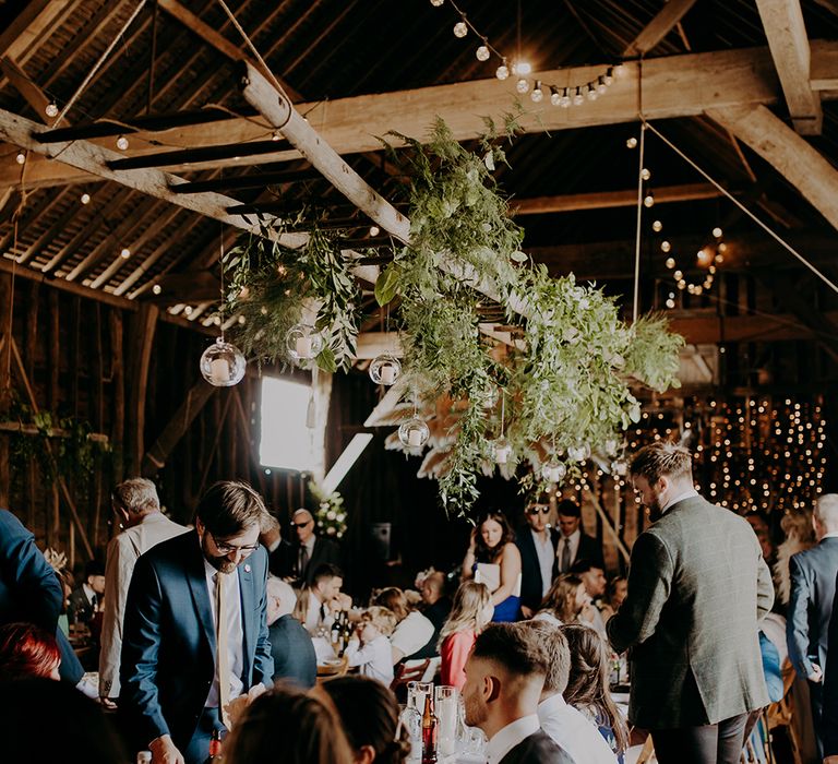 Step ladder covers in votives and foliage rustic wedding decor 