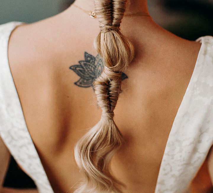 Sleek wedding pony and fish tail wedding hairstyle 