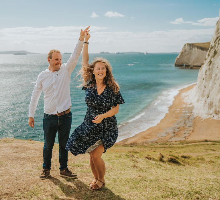 Clifftop engagement photography