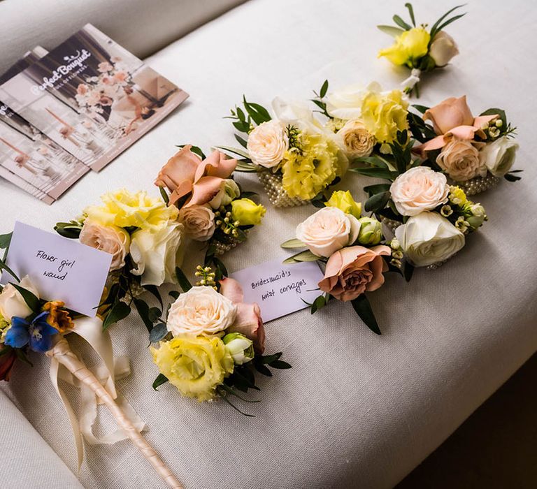 Yellow and pastel wedding florals for vibrant wedding day 