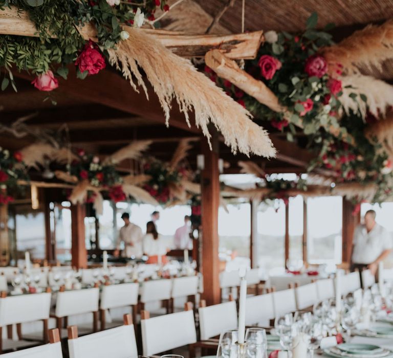 pink and blue wedding decor