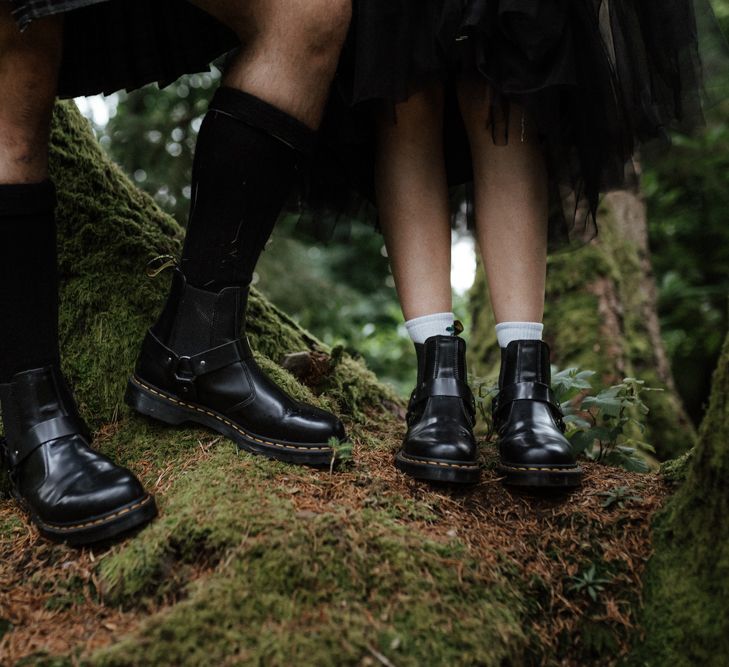 Bride & groom wear matching Dr. Martens during Scottish elopement