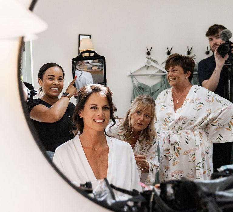 Chloe Bruce bride gets ready on the morning of her wedding day at Gate Street Barn