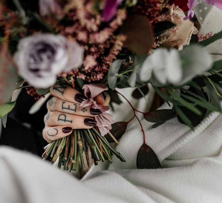 Deep red wedding day nails