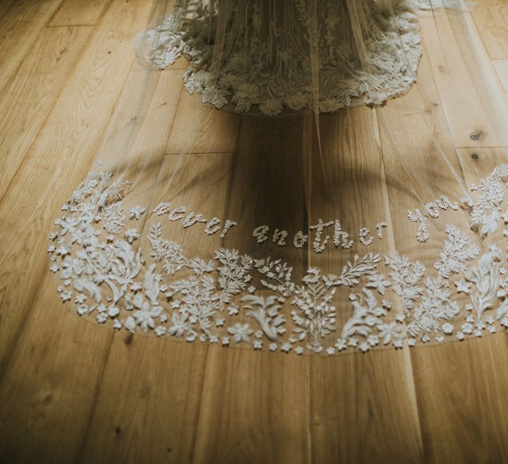 customised embroidered veil and lace detail 