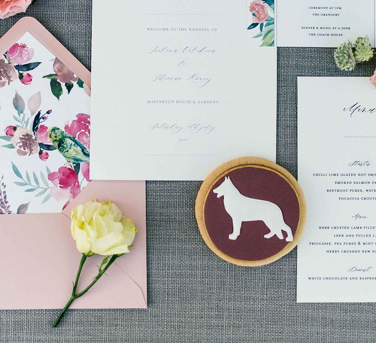 Wedding stationery complete with pastel colours and floral designs