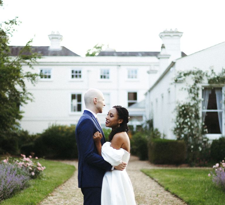 Bride and groom portrait at Morden Hall wedding venue