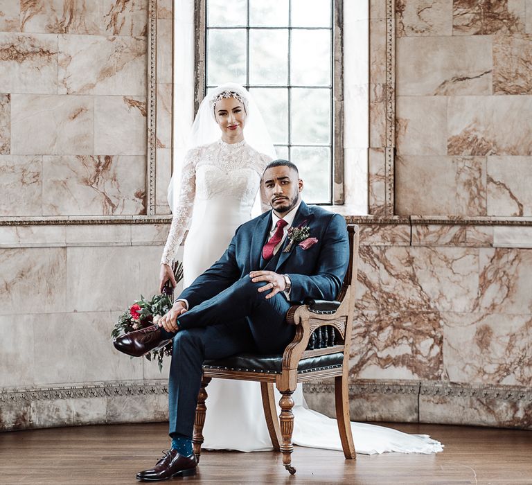 Bride and groom portrait at Islamic wedding by Emma Ryan Photography