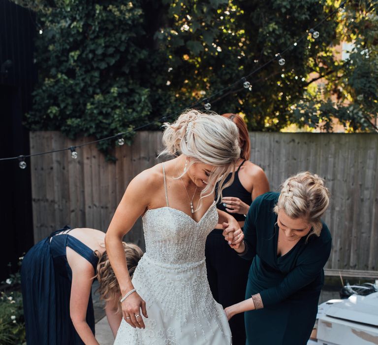 Bride on the morning of her wedding day