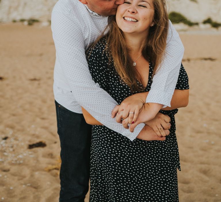 Pre wedding engagement photography at Durdle door bay in Dorset