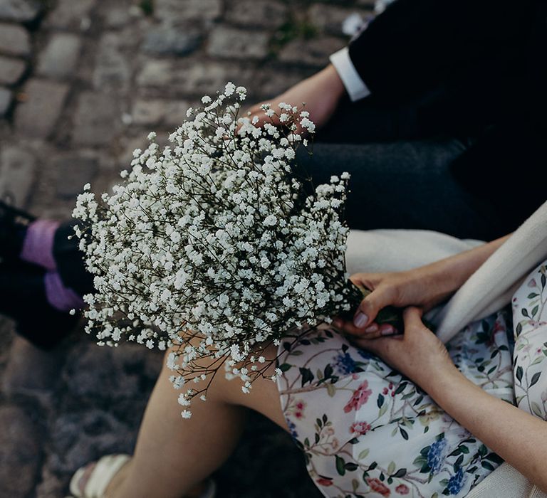 White gypsophila wedding bouquet 