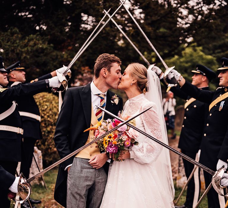 Military tradition for military couple's church wedding 