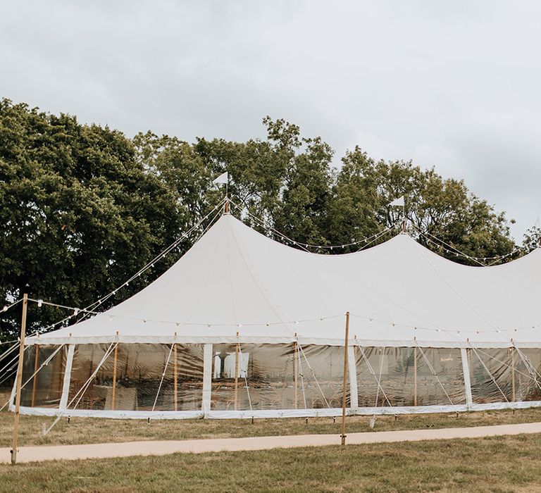 Marquee wedding set up at Duddon Mill Farm for a rustic luxe wedding in Cheshire 