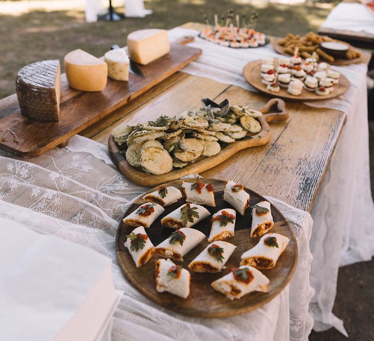 Canapes and cheese board wedding food for guests 