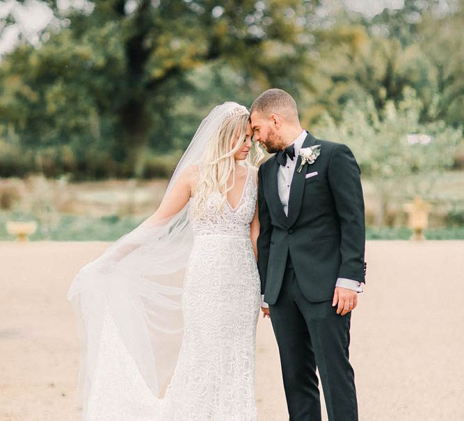 Bride and groom portrait by Sophie May Photo at Black Tie Winter Wedding