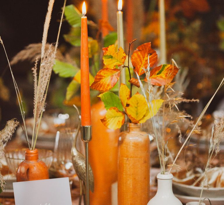 Orange wedding centrepieces